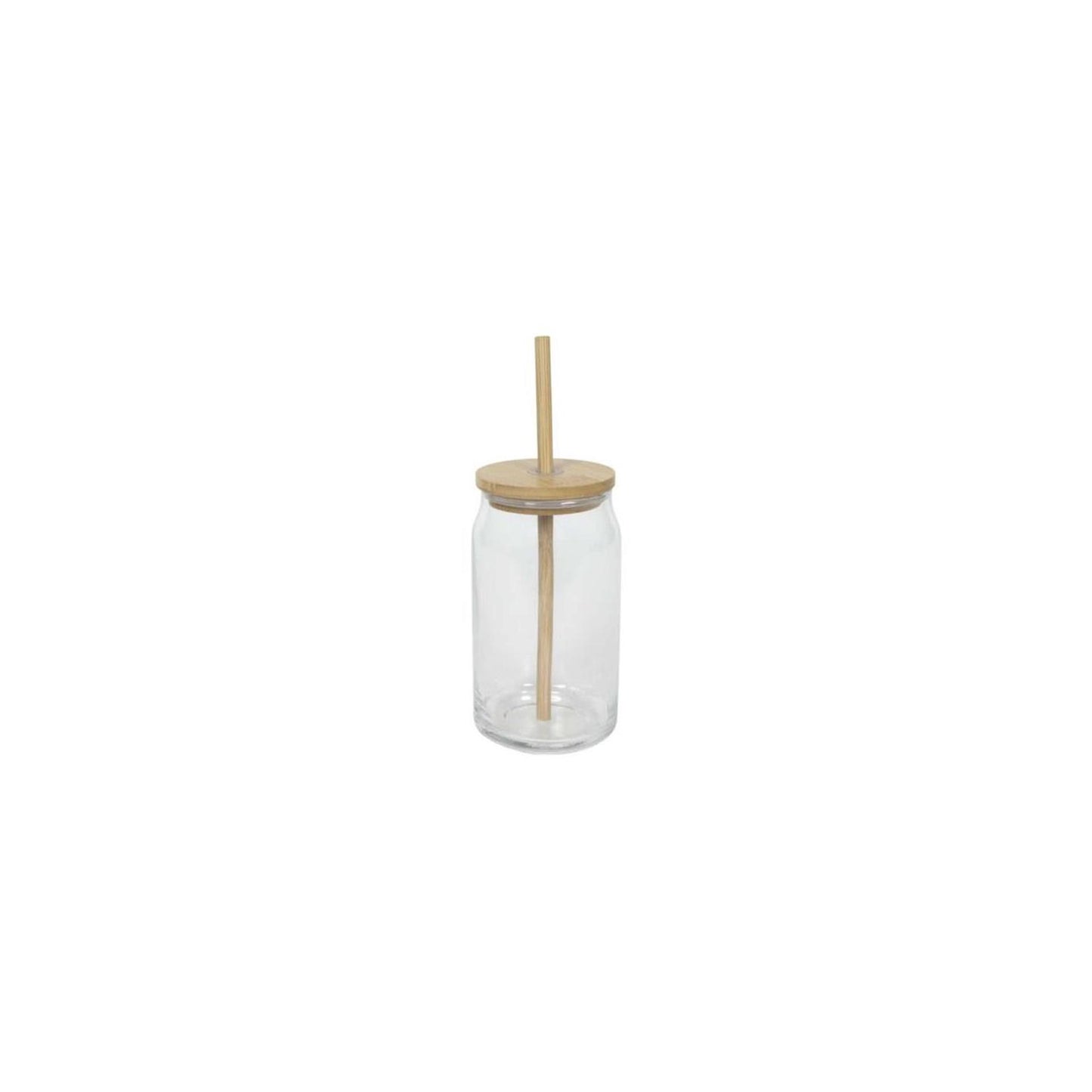 Trinkglas Bambusdeckel + Strohhalm 500ml