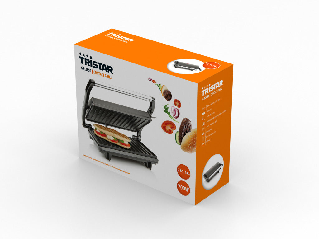 Tristar GR-2650 Kontaktgrill schwarzer Edelstahl 700W