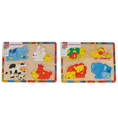 Hölzerne Stollen Puzzle Wildtiere mit jung, 8. Puzzle.