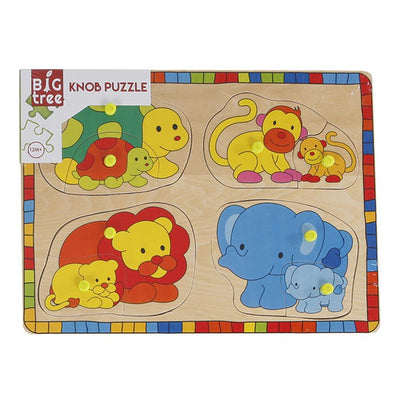 Hölzerne Stollen Puzzle Wildtiere mit jung, 8. Puzzle.
