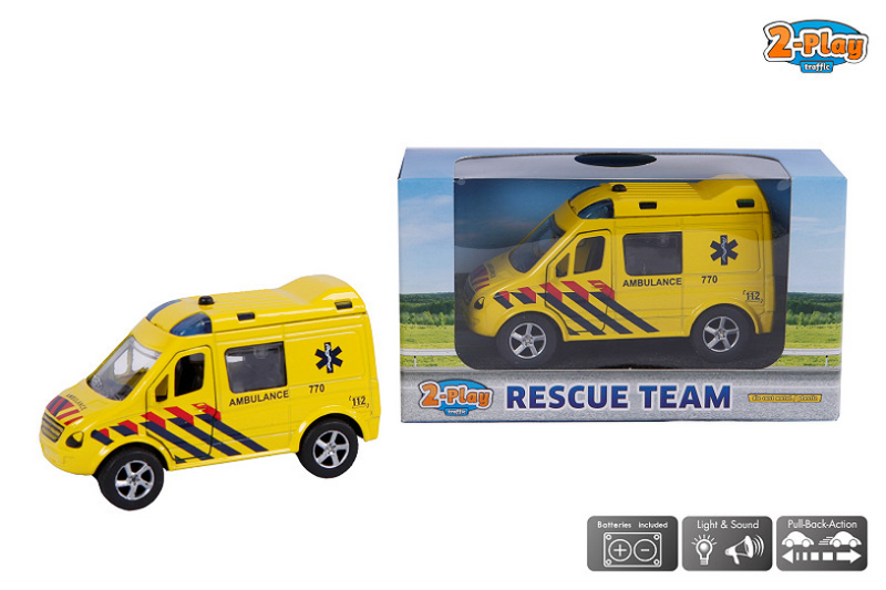 2-sly-Die-Cast zurückziehen Krankenwagen NL Light and Sound