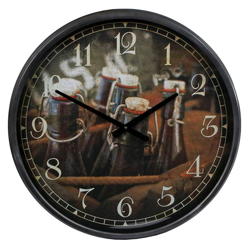Geschenke Amsterdam Geschenke Amsterdam Wanduhr Flaschen in Kiste 51 cm Metall Schwarz