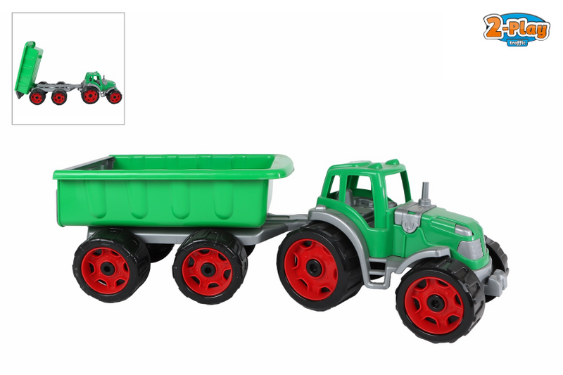 2-Spiel-Traktor mit Anhänger grün – 52 cm