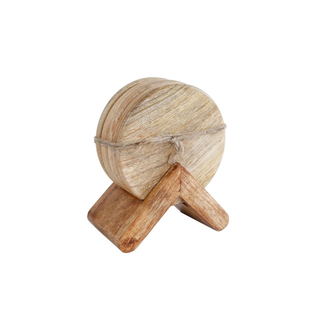 Andere Marken Mango Holzuntersetzer in Halter 10 cm 6 Teile