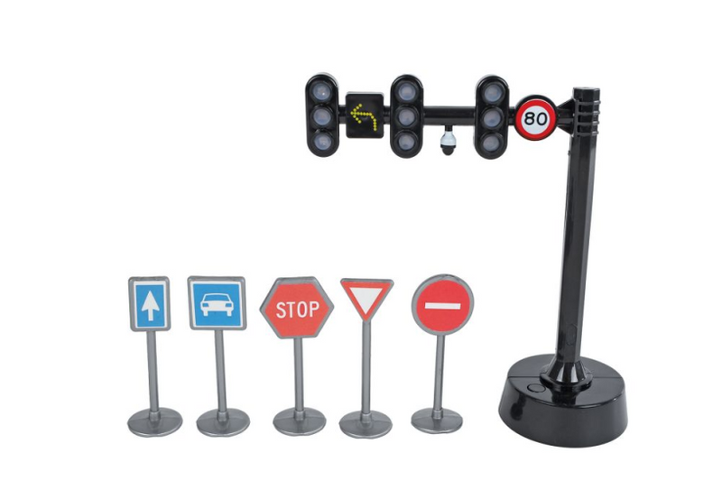 Kinder Globe Globe Ampel mit 3 Lichtern und 5 Verkehrsschildern
