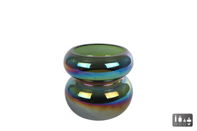 Cozydecor Laterne Erik metallic grünes Glas 9x9cm
