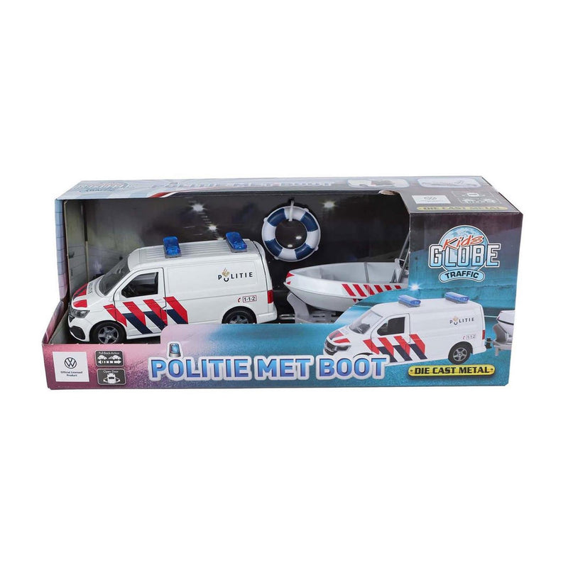 Kids Globe VW Transporterpolizei mit Boot Die-Cast
