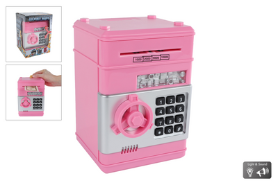 Geldtresor mit Geheimcode rosa, 19,5cm