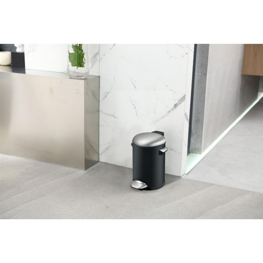 Eko Vepa -Mülleimer Belle Deluxe Pedal Bin 3L Schwarz Silber