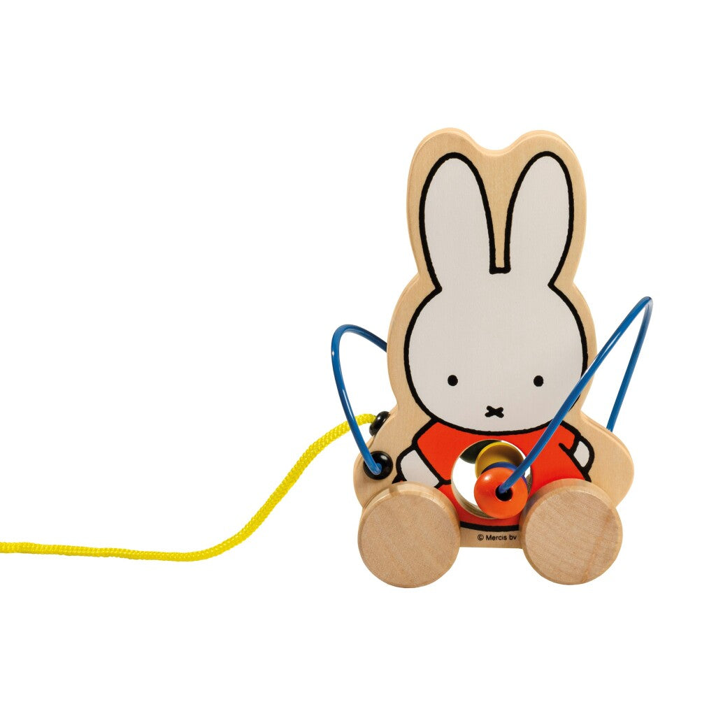 Miffy Zugfigur aus Holz mit Perlen
