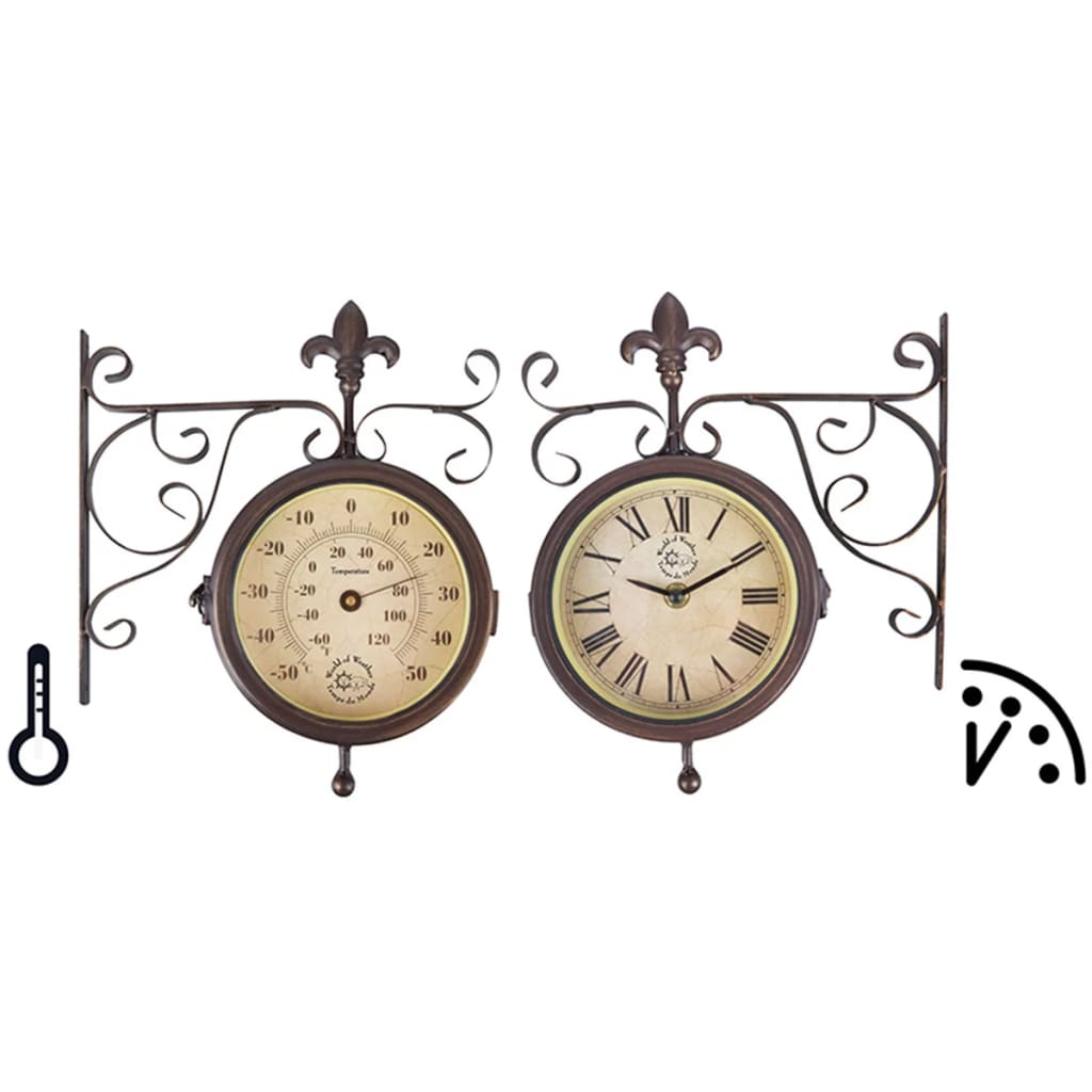 Esschert Design Esschert Design Stationsklok mit Thermometer TF005