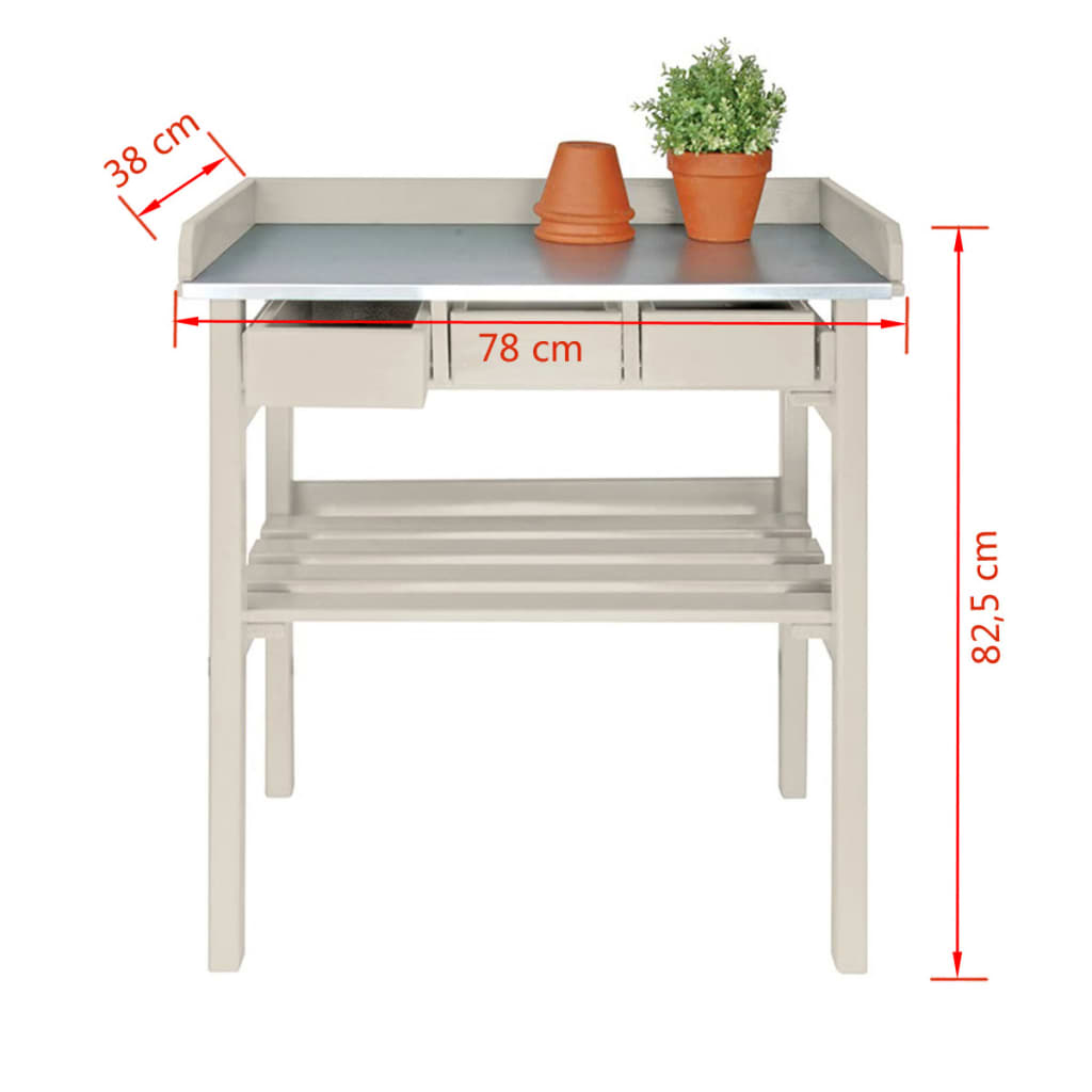 Esschert Design Esschert Design Gartenarbeit Tisch mit Schubladen (weiß) CF29W