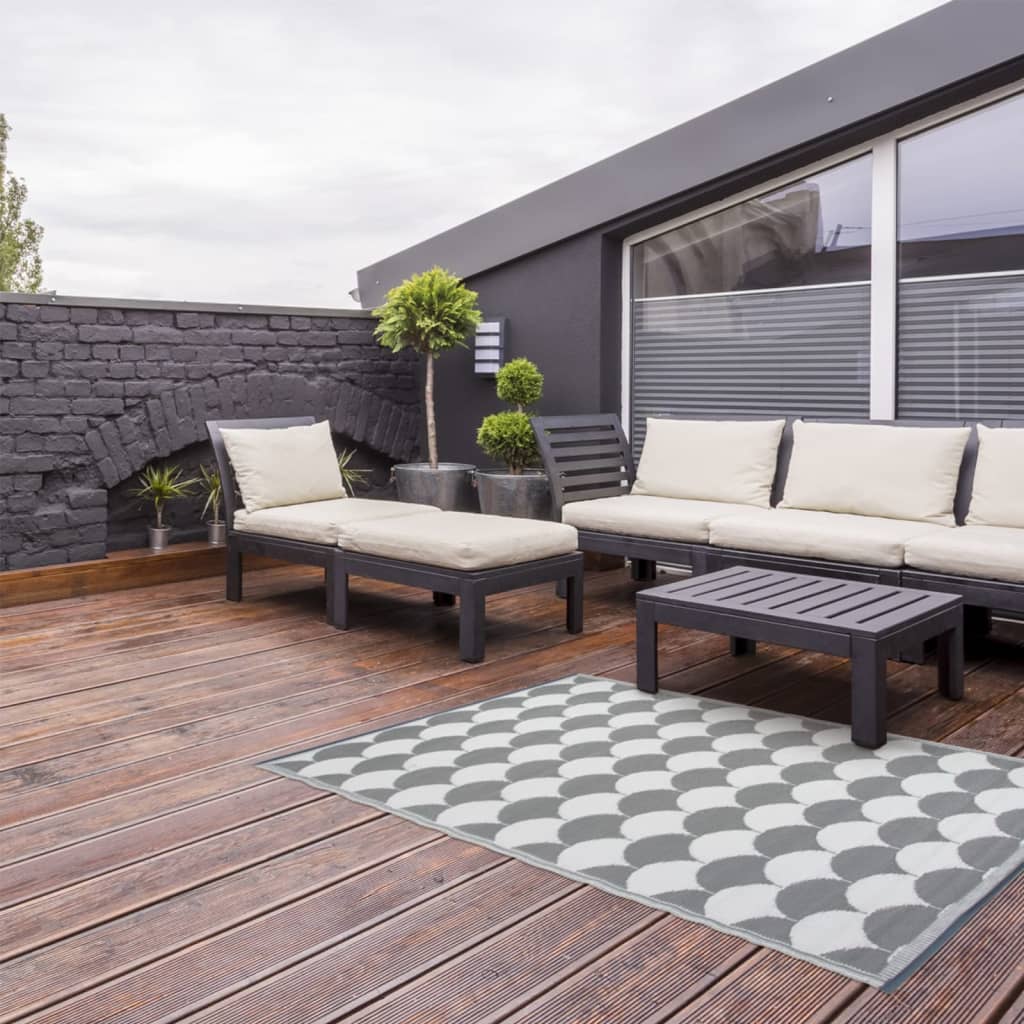 EsssCert Design Esschert Design Outdoor Teppich 180x121 cm Grau und Weiß OC24