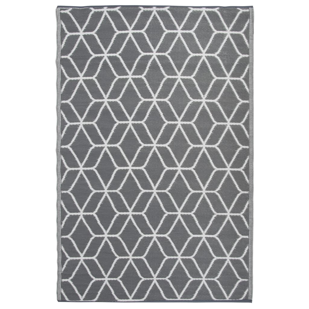 EssCernert Design Esschert Design Outdoor Teppich 180x121 cm Grau und Weiß OC25