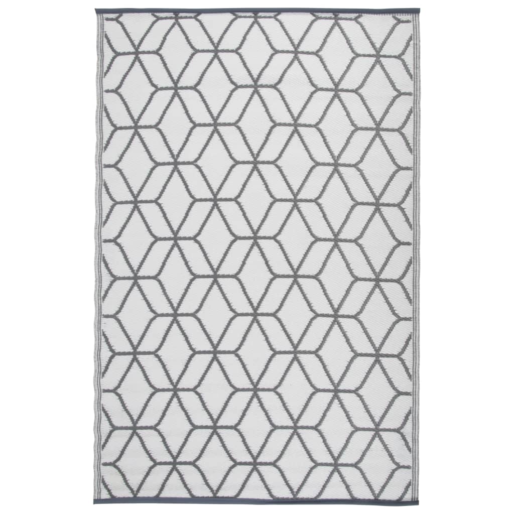 EssCernert Design Esschert Design Outdoor Teppich 180x121 cm Grau und Weiß OC25