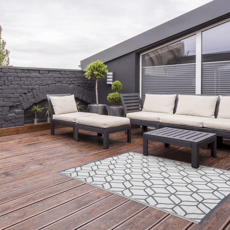 EssCernert Design Esschert Design Outdoor Teppich 180x121 cm Grau und Weiß OC25