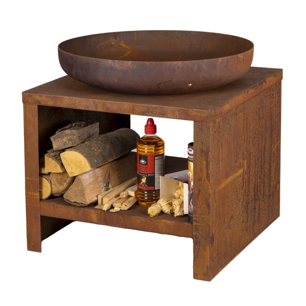 EsssCert Design Esschert Design Fire Bowl mit Holzaufbewahrung 62 cm Rost -Colored