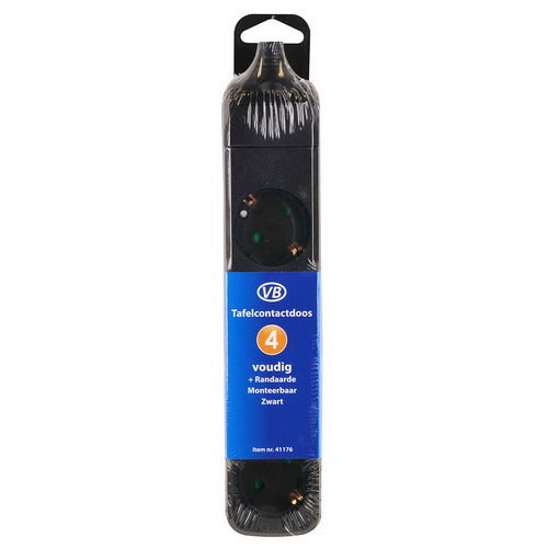 Vb 41176 Tischsteckdose 4-fach + RA ohne Kabel schwarz