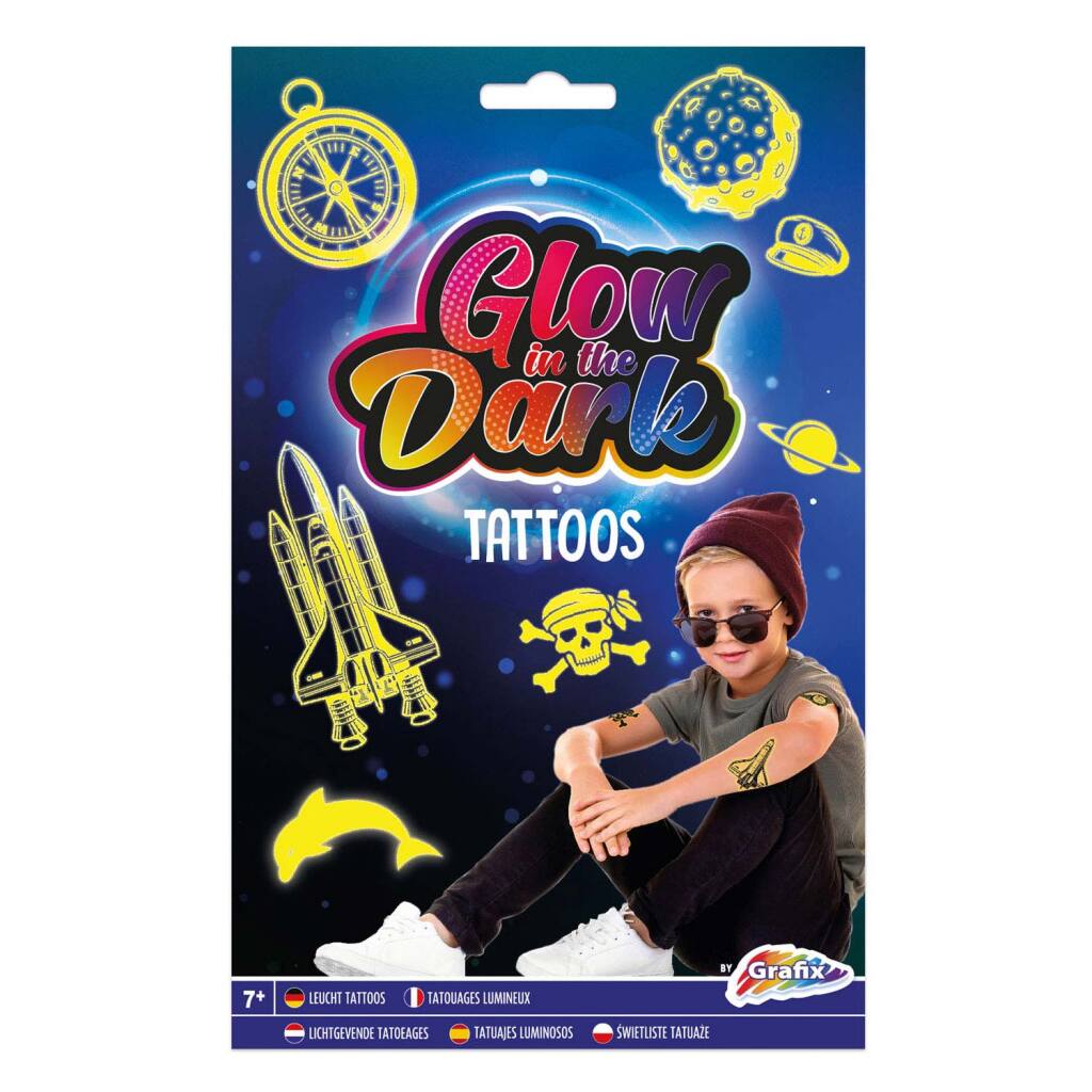 Kreative Handwerksgruppe Glühen im dunklen Tattoos Pink