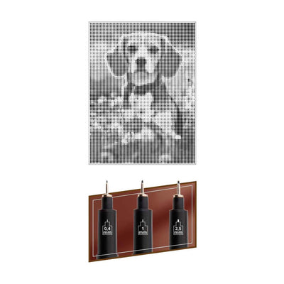 Kreative Bastelgruppe Dot Art auf Leinwand Hund – 40 x 30 cm – inkl. Fineliner