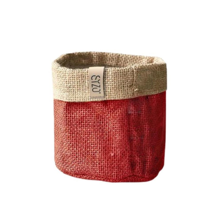 Sizo Sizo wasserdichte Pflanzenbeutel mit Jute 15 cm rot