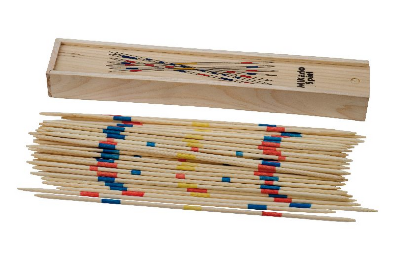 Longfield Mikado 25 cm – Holzkiste – Jumbo-Konzentration – Geschicklichkeitsspiel für drinnen, draußen – Familienspiel – Engelsherz