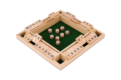 Schließen Sie das Box Houten Dice Game, 4 Spieler