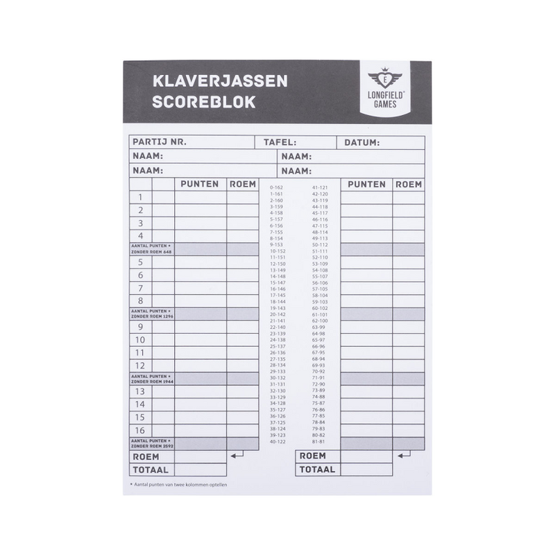 Klaverjas bewertet Block 50 Blätter