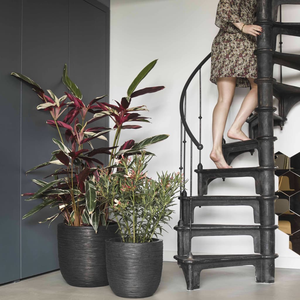 Capi Capi Flowerpot Natur Rib 35x34 cm Schwarz KBLR932