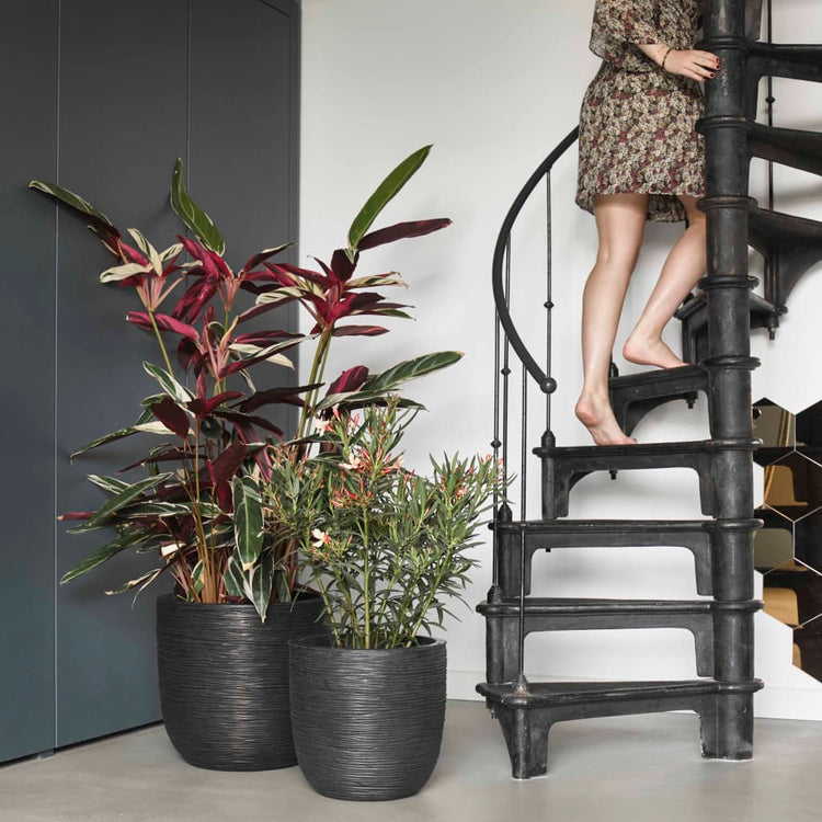Capi Capi Flowerpot Natur Rib 43x41 cm Schwarz KBLR933
