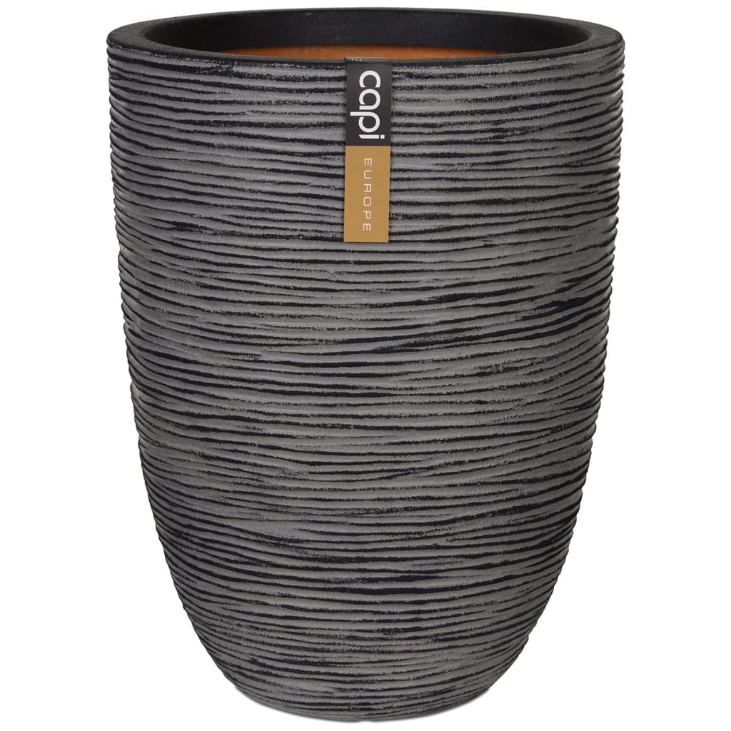 Capi Capi Flowerpot Natur Rib Elegant niedrig 36x47 cm Anthrazit Kofz782
