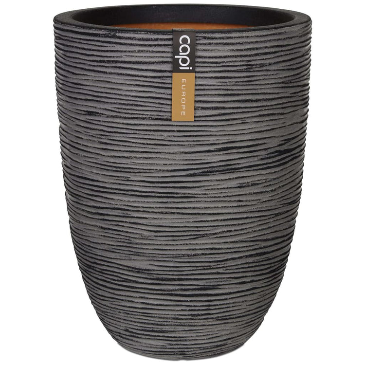 Capi Capi Flowerpot Natur Rib Elegant niedrig 36x47 cm Anthrazit Kofz782