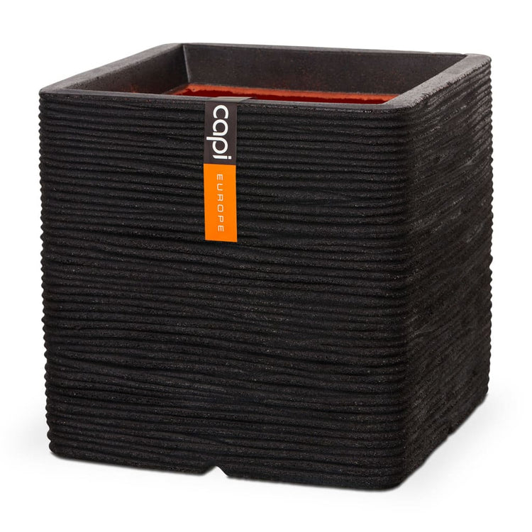 Capi Capi Pflanzer Natur Rib Square 50x50 cm Schwarz