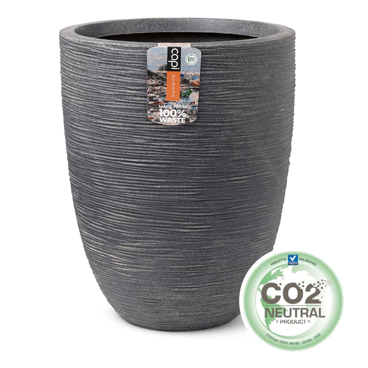 Capi Capi Pflanzer waschen Rippie niedrig elegant 46x58 cm grau