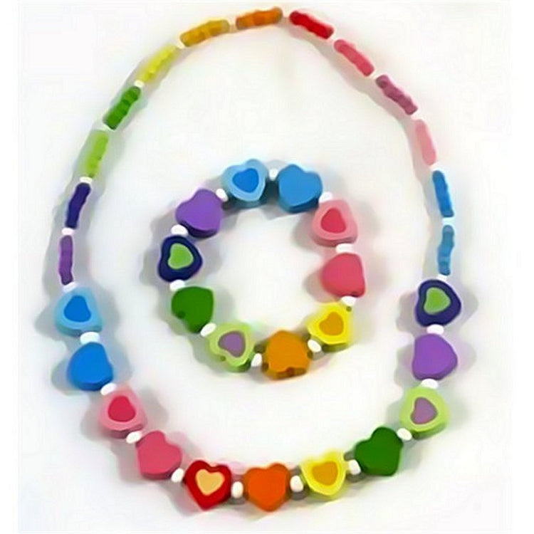 Einfach für Kinder einfach für hölzerne Perlenkette + Armband Herzen