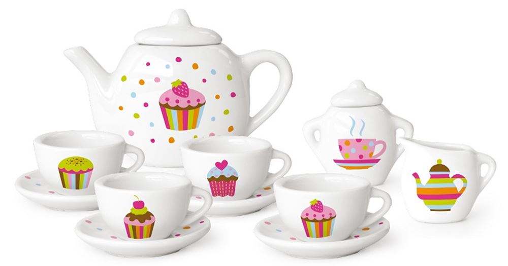 Einfach für Kinder einfach für Porzellantee -Set Cupcake mit Aktentasche