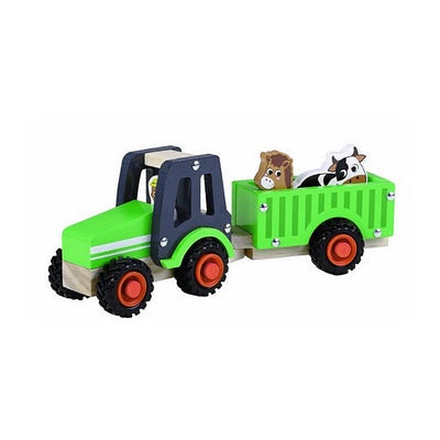 Einfach für Kinder einfach für Holztraktor + Anhänger und Tiere