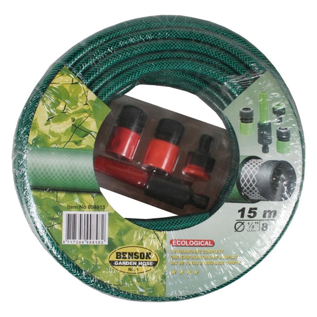 Benson Gartenschlauch-Set 15 m grün orange