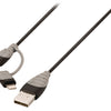 Bandridge Bandridge BBM39400B10 2-in-1-Daten und Ladungskabel USB Micro-B Männlich + LightningAdapter A männlich 1,00 m Schwarz