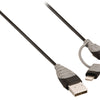 Bandridge Bandridge BBM39400B10 2-in-1-Daten und Ladungskabel USB Micro-B Männlich + LightningAdapter A männlich 1,00 m Schwarz