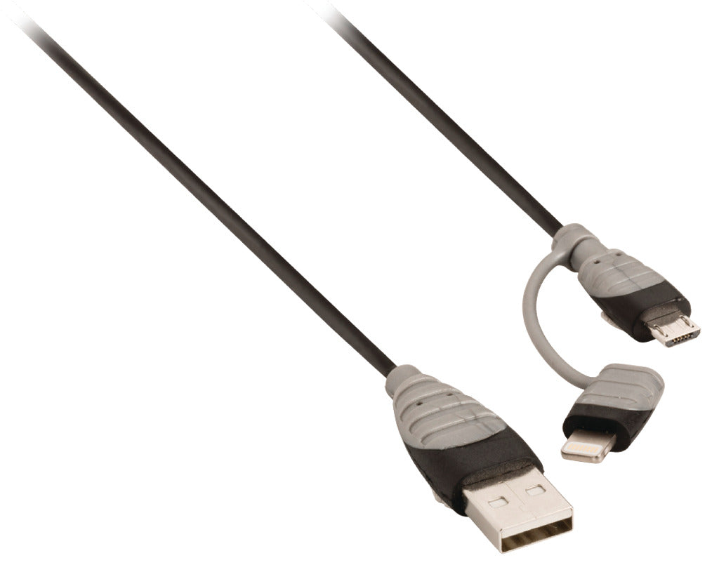 Bandridge Bandridge BBM39400B10 2-in-1-Daten und Ladungskabel USB Micro-B Männlich + LightningAdapter A männlich 1,00 m Schwarz