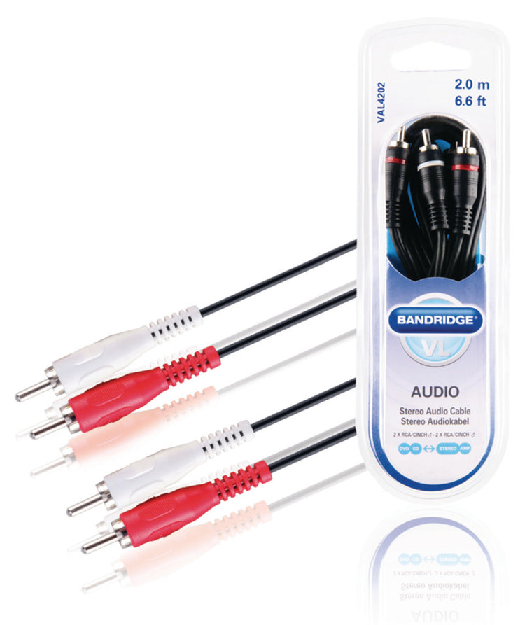 Bandridge Bandridge Val4202 Stereo -Audiokabel 2x RCA Männlich 2x RCA Männlich 2,00 m Schwarz