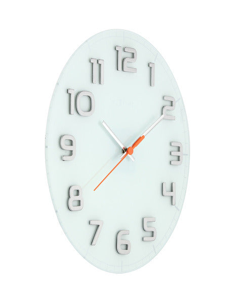 Nächste Zeit NEXTIME NE-8817WI WALL Clock Slide. 30 x 3,5 cm, Glas, weiß, 'edelrunde'