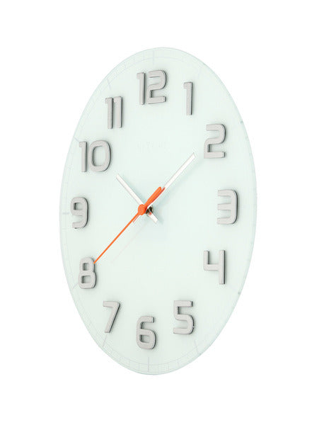 Nächste Zeit NEXTIME NE-8817WI WALL Clock Slide. 30 x 3,5 cm, Glas, weiß, 'edelrunde'
