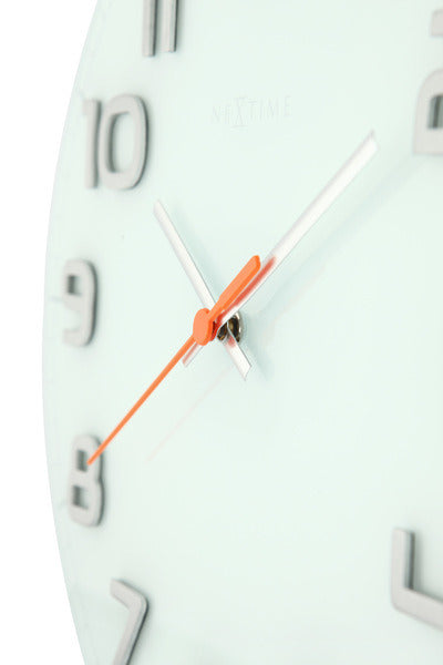 Nächste Zeit NEXTIME NE-8817WI WALL Clock Slide. 30 x 3,5 cm, Glas, weiß, 'edelrunde'