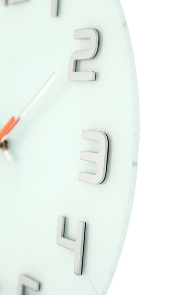 Nächste Zeit NEXTIME NE-8817WI WALL Clock Slide. 30 x 3,5 cm, Glas, weiß, 'edelrunde'