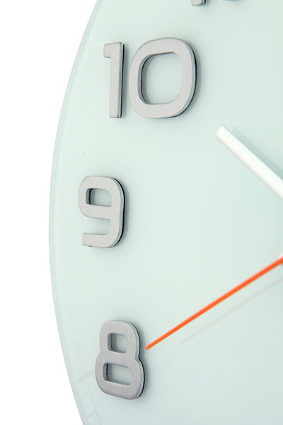 Nächste Zeit NEXTIME NE-8817WI WALL Clock Slide. 30 x 3,5 cm, Glas, weiß, 'edelrunde'