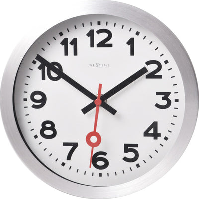 Nächste Zeit Nextime NE-3998ar Wall Clock Slide. 19 cm, gebürstetes Aluminium, 'Station'