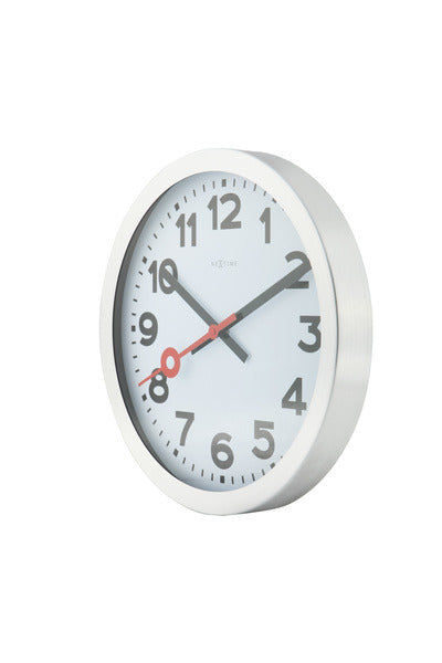 Nächste Zeit Nextime NE-3998ar Wall Clock Slide. 19 cm, gebürstetes Aluminium, 'Station'