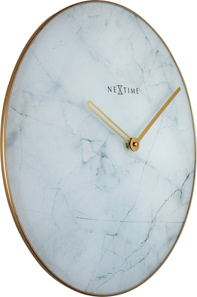 NÄCHSTE IMMIME NEXTIME NE-8189WI WALL-Uhr Marmor Ø 40 cm Weiß